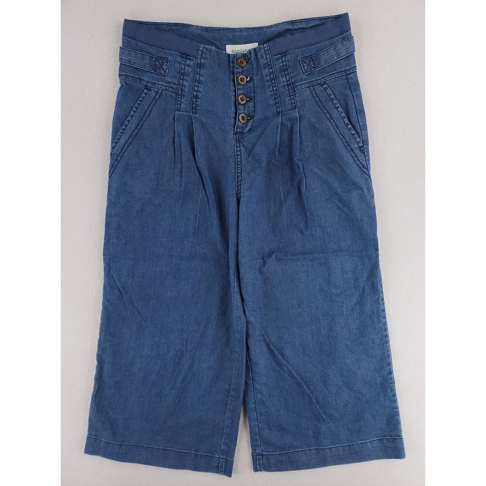 Sundance Jeans Womens 8 Wide Leg Capri Pants Baggy Trouser Y2K Button Fly
